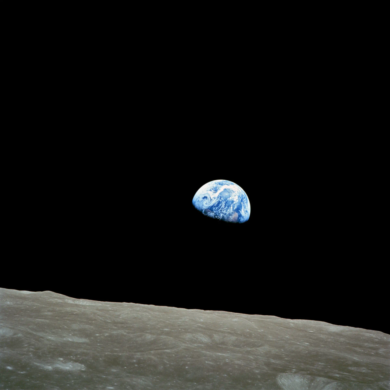 The famous 'Earthrise' photo of Earth and part of the Moon's surface that was taken from lunar orbit by astronaut William Anders on December 24, 1968.